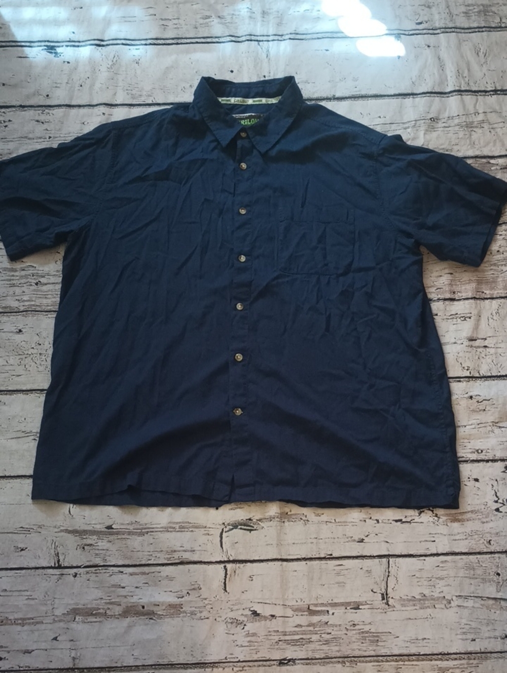 Cariloha Men's Blue Organic Cotton Bamboo Blend Short Sleeve Button Up Shirt 2XL